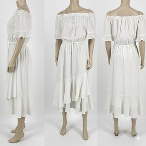 Patrizia Luca Ivory Off The Shoulder Midi Dress Oversize XSM